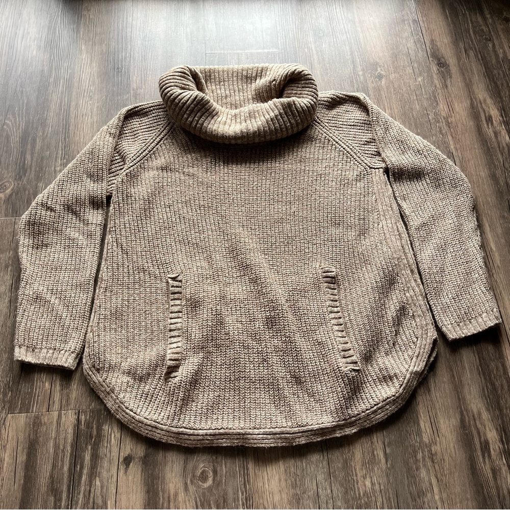 Style & Co Tan Knit Cowl Neck Pullover Sweater Sz M